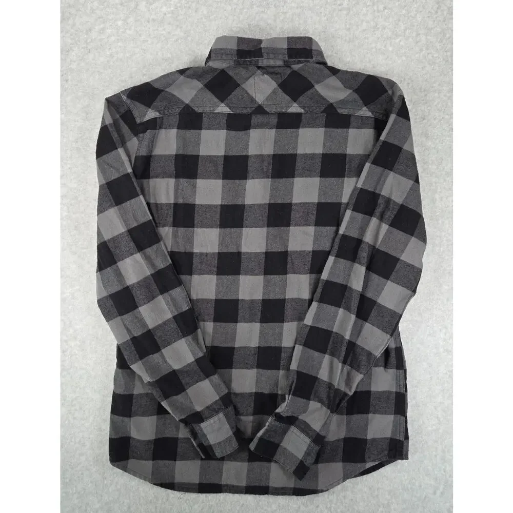 Levi's Men's Plaid Flannel Button Up Shirt Gray Black Buffalo Check Size S Small